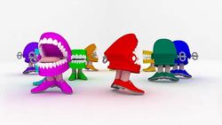 Loopable, Multicolor Joke Teeth, All Male Characters, Running in Circle Stock Footage
