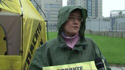 Protest infront of Gazprom headquarters, Greenpeace comment and vox pops News Clip