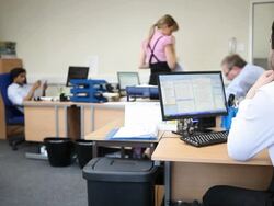 Co-workers in real-world legal office Stock Footage