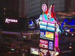 WS AERIAL View of Sign board of light at Las Vegas / Nevada, United States Stock Footage