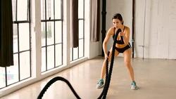 Athletic Woman Workout gym Slow-Motion Stock Footage