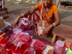 MS PAN TU TD Tika powder vendor / Calcutta, West, Bengal India Stock Footage