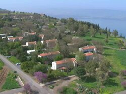 Kfar Haruv, an Israeli settlement, kibbutz, located in the southern Golan Heights, Israel Stock Footage