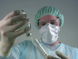 Medical scientist \syringe injection\ Stock Footage
