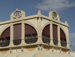 CU Shot of Art Nouveau house at beach promenade / Viareggio, Tuscany, Italy Stock Footage