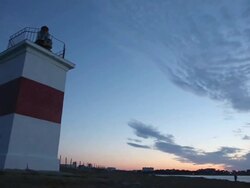 lighthouse on the coast Stock Footage
