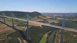 Aerial of Millau Viaduct Stock Footage