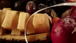 Fruit plate decorated with ribbons and Marzipan roses Stock Footage