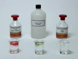 Universal indicator solution demonstration, showing colour changes. Universal indicator turns red in acids, purple in alkalis, and green-yellow in neutral water Stock Footage