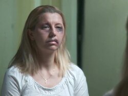 HD DOLLY: Abused Wife In Despair Stock Footage