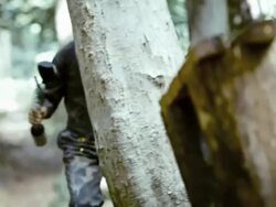 Eliminating A Paintball Player Stock Footage