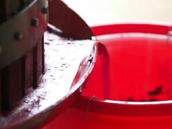 Grape juice poured into filter Stock Footage