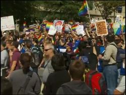 Gay rights advocates march in push for civil rights protections News Clip