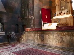 Khor Virap monastery, interior view of the church of the Holy Mother of God, Saint Astvatsatsin Stock Footage