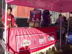 ATMOSPHERE: Signage at the Lamar Odom Greets Fans At T-Mobile And Gears Up For NBA All-Star 2011 In Los Angeles at Los Angeles CA. (Footage by WireImage Video/GettyImages) Stock Footage