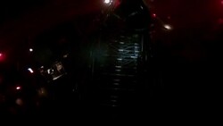 Slow Motion firefighter POV descending ladder, following another firefighter Stock Footage