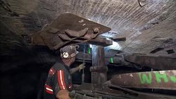 Coal miners drilling in a Kentucky coal mine News Clip