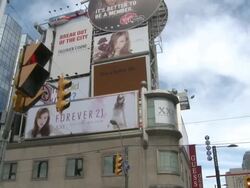 MS TU Shot of large billboard advertisements at yonge and dundas square / Toronto, Ontario, Canada   Stock Footage