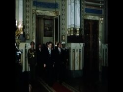 SYND 20 12 76 SADAT AND ASSAD AT CAIRO DINNER News Clip