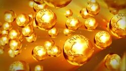 Shining golden globes float against a golden background. Stock Footage