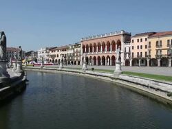 Prato della Valle Square, Channel, Statues , Padua, Italy Stock Footage