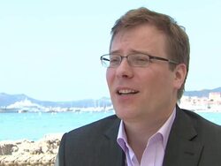 INTERVIEW: Christoph Hochh_usler talks about transparency being a lie and how banks' powers are often not seen and can destroy countries, as we've seen more recently  Stock Footage