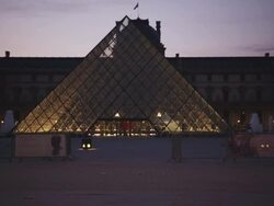 MS Louvre courtyard at dusk / Paris, France Stock Footage