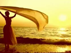 dance with veil at sunset Stock Footage
