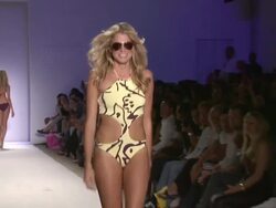 Models walk the runway during the Jogo Beach swimwear 2012 show Stock Footage
