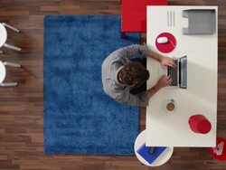 MS, Lockdown, businessman working at his desk in his home office, overhead view Stock Footage