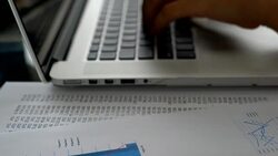 Closeup On Woman's Hand Typing On A Laptop Keyboard Stock Footage