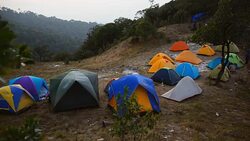 panning: Camping at low light Stock Footage