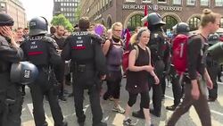 CLEAN : Protests continue in Hamburg on first day of G20 summit News Clip