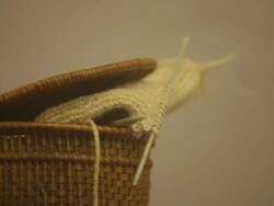 A knitting in a wicker basket Stock Footage