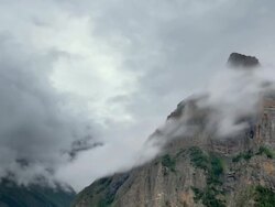 T/L cloud formations over Ngawal The Big Rock, Himalayas Stock Footage