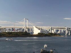 Rainbow Bridge and Tokyo Bay, Tokyo, Japan Stock Footage