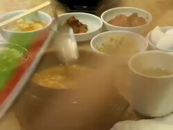 Timelapse of person eating Korean Soon Tofu Stock Footage