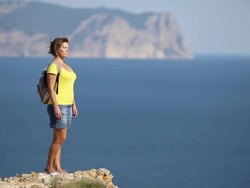 journey along the mountain coast Stock Footage