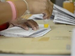 Gluing the letter Stock Footage