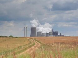 Pollution power plant Stock Footage