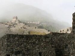 WS PAN View of old ruins at central square / Machu Picchu, Peru Stock Footage