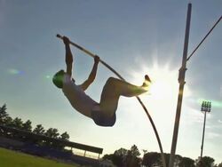 HD:Super Slo-Mo Shot of Young Man at Pole Vault Stock Footage