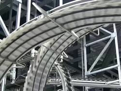 CU Shot of conveyer belts at newspaper printing office / Russelheim, Hesse, Germany Stock Footage