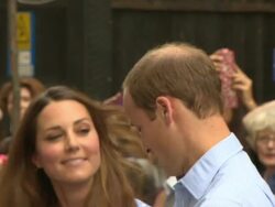 The Duke and Duchess of Cornwall emerge from St. Mary's Hospital for the first time since giving birth to their unnamed son, the future British King in London, England, UK on 7/23/13. (Getty Images Entertainment Video) Stock Footage