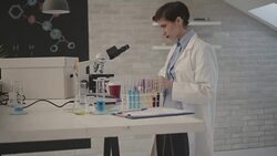 Female Researcher In Her Lab. Stock Footage