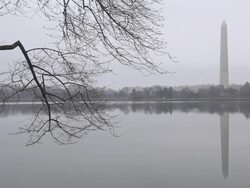 Winter at the Washington Monument in DC Stock Footage