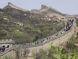 WS View of Great Wall at Badaling / Beijing, China Stock Footage