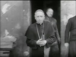 B/W 1956 Cardinal Jozsef Mindszenty being liberated from prison / Hungarian uprising Stock Footage