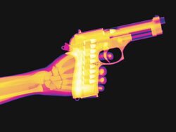 Shooting gun colored X-Ray Stock Footage