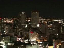 Wide Shot Aerial - City of New Orleans lit up at night / New Orleans Louisiana Stock Footage